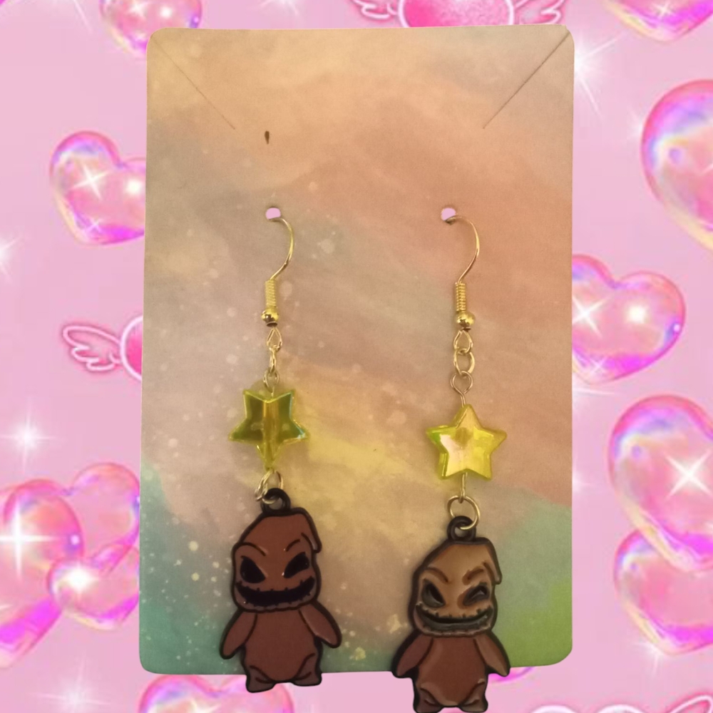 Brown Star Dangle Earrings